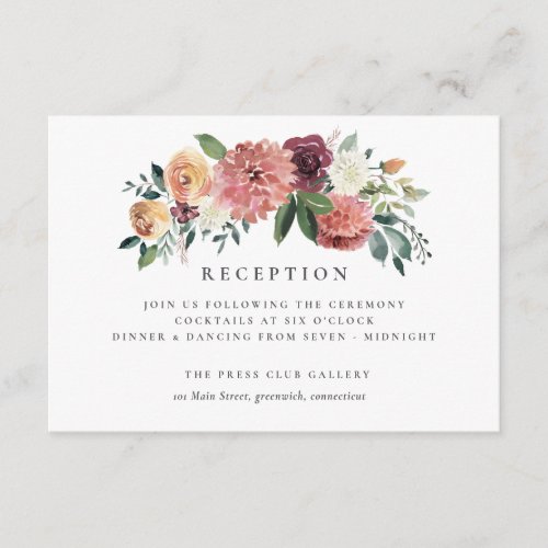 Rustic Charm Burgundy Blush Pink Floral Wedding Enclosure Card