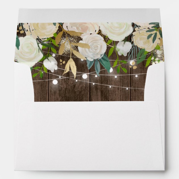 Rustic Charm Chic Floral String Lights For 5x7 Envelope
