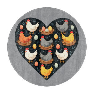 Rustic Charm Cottagecore Farm Chicken Pattern Cutting Board