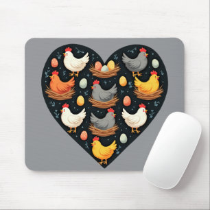Rustic Charm Cottagecore Farm Chicken Pattern Mouse Pad