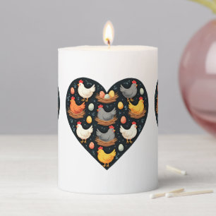 Rustic Charm Cottagecore Farm Chicken Pattern Pillar Candle