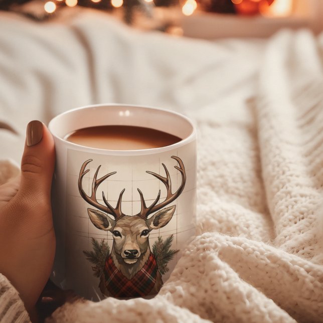 Rustic Charm Farmhouse Treasures with Plaid Deer Coffee Mug (Creator Uploaded)