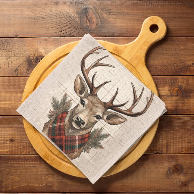 Rustic Charm Farmhouse Treasures with Plaid Deer Kitchen Towel (Creator Uploaded)