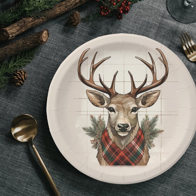 Rustic Charm Farmhouse Treasures with Plaid Deer Paper Plates (Creator Uploaded)
