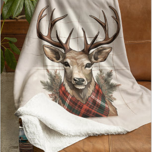 Rustic Charm Farmhouse Treasures with Plaid Deer Sherpa Blanket