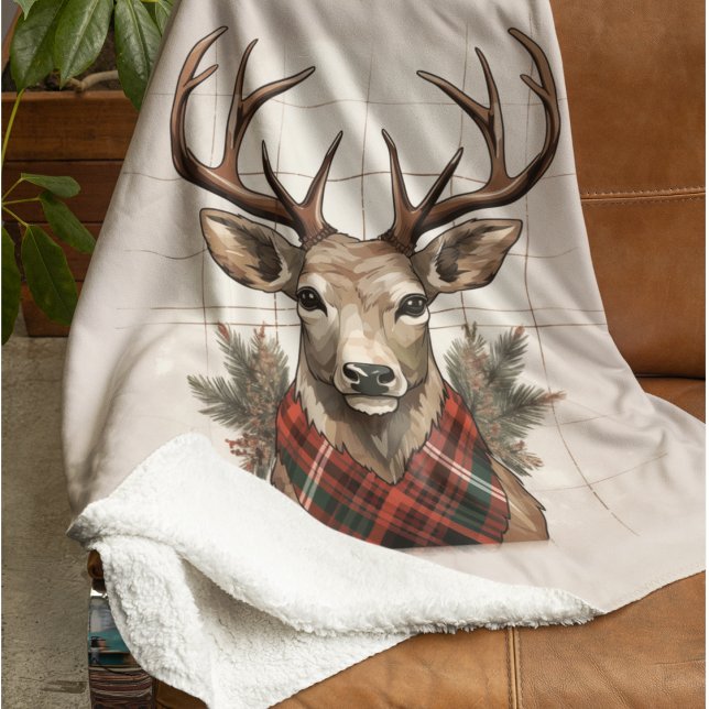 Rustic Charm Farmhouse Treasures with Plaid Deer Sherpa Blanket (Creator Uploaded)