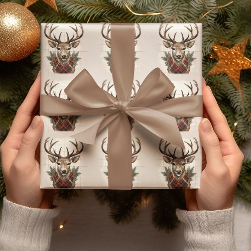 Rustic Charm Farmhouse Treasures with Plaid Deer Wrapping Paper