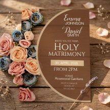 Rustic Charm Holy Matrimony Wedding Invitation
