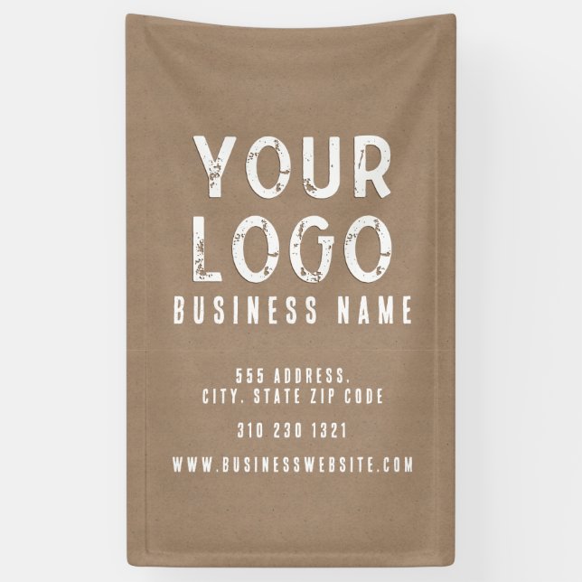 Rustic Charm Kraft Paper Business  Banner (Vertical)