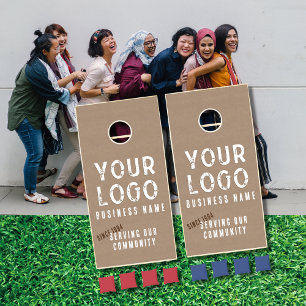 Rustic Charm Kraft Paper Business Cornhole Set