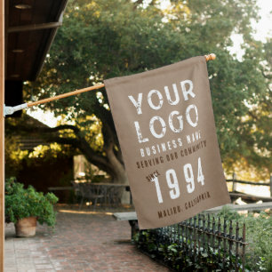 Rustic Charm Kraft Paper Business Logo Est. Flag