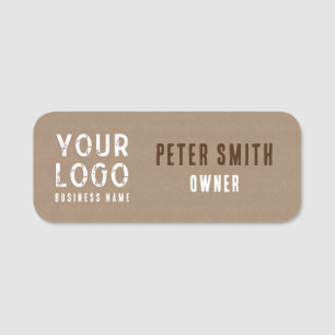 Rustic Charm Kraft Paper Business Logo Name Title Name Tag