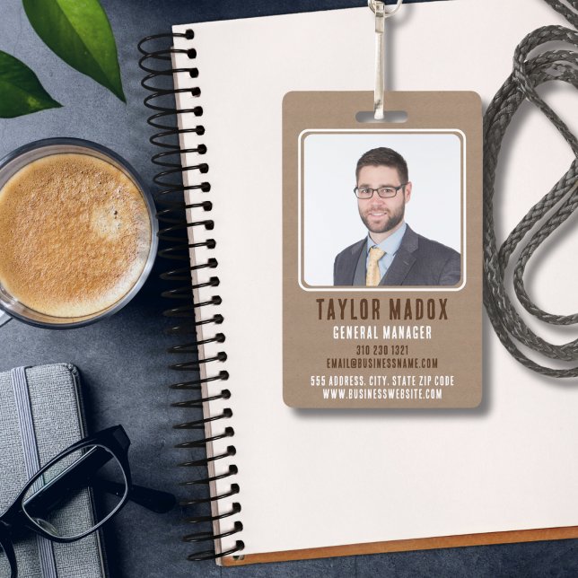 Rustic Charm Kraft Paper Employee Business  Badge (Creator Uploaded)