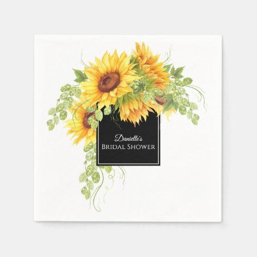 Rustic Charm Sunflowers Bridal Shower Napkins