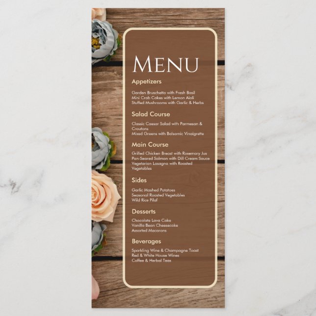 Rustic Charm Wedding Menu Card (Front)