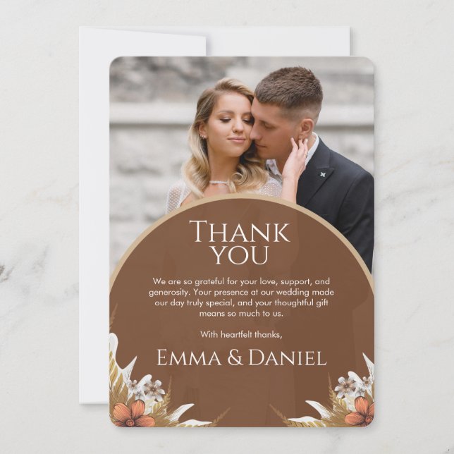 Rustic Charm Wedding Thank You Card (Front)