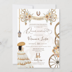 Rustic Charro Floral Boho Country Quinceanera Invi Invitation