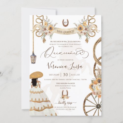 Rustic Charro Floral Boho Country Quinceanera Invitation