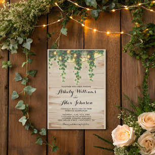 Rustic Chateau Stone Church Lights Wedding Invitation