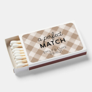 Rustic Check Custom Printed Wedding Matches