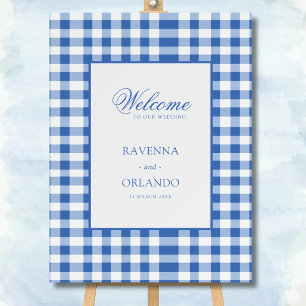 Rustic Checkered Baby Blue Plaid Gingham Wedding Foam Board