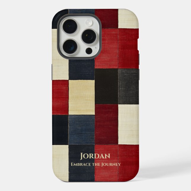 Rustic Checkered Grid – Textured Sophistication Iphone Case (Back)