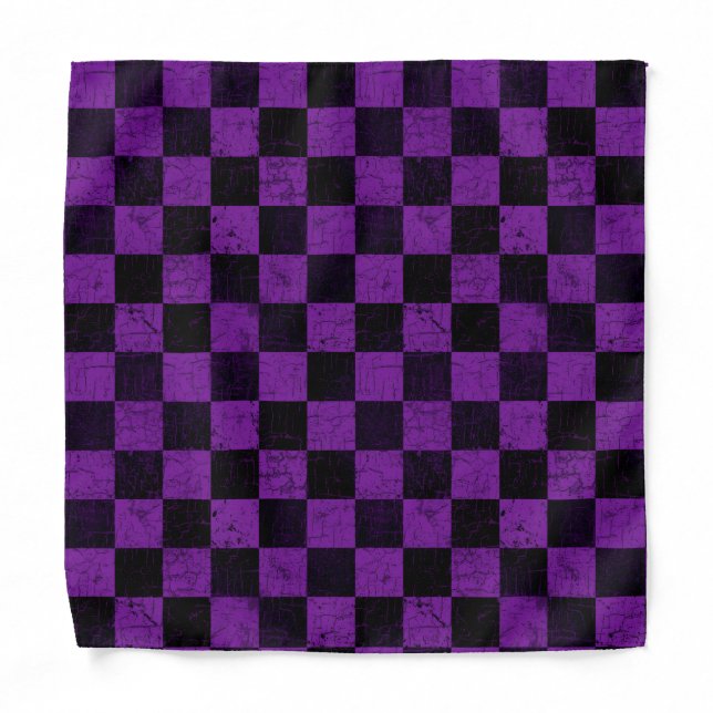 Rustic Checks, Purple and Black Bandana (Front)
