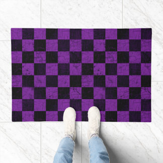 Rustic Checks, Purple and Black Doormat