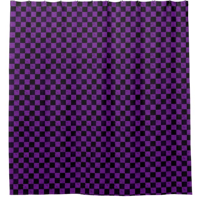 Rustic Checks, Purple and Black Shower Curtain (Front)
