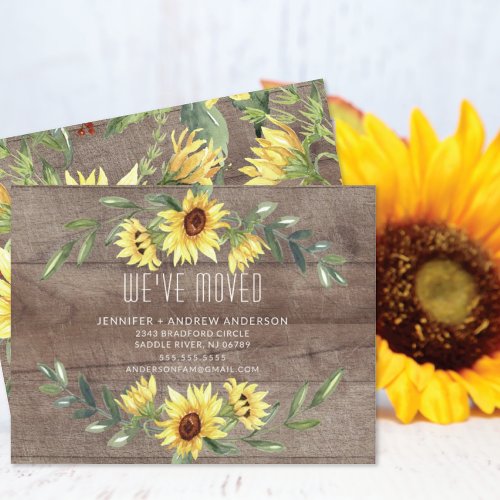 Rustic Cheerful Sunflowers Moving Announcement