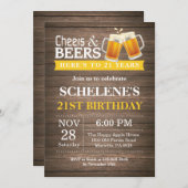 Rustic Cheers and Beers 21st Birthday Invitation (Front/Back)