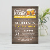 Rustic Cheers and Beers 21st Birthday Invitation (Standing Front)