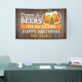 Rustic Cheers and Beers Happy 50th Birthday Orange Banner (Tradeshow)