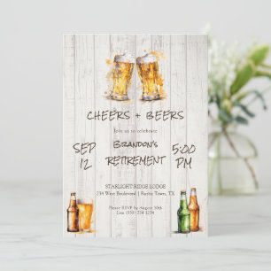 Rustic Cheers and Beers Retirement Party Invitation