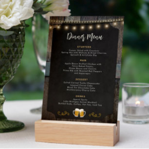 Rustic Cheers and Beers Themed 5x7 Dinner Menu