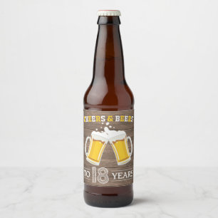 Rustic Cheers and Beers to 18 Years Beer Bottle Label