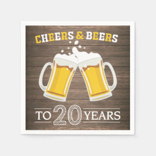 Rustic Cheers and Beers to 20 Years Napkins
