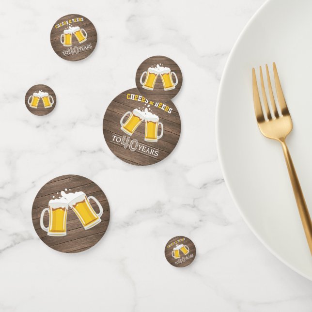 Rustic Cheers and Beers to 40 Years Confetti (Group)