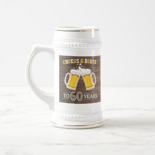 Rustic Cheers and Beers to 60 Years Beer Stein