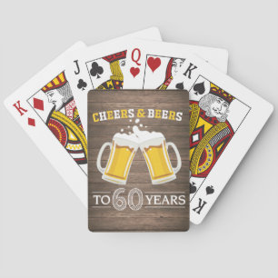 Rustic Cheers and Beers to 60 Years Poker Cards
