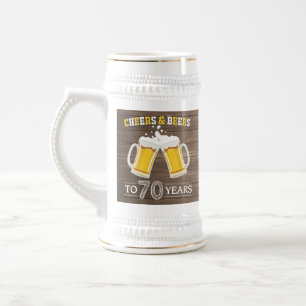 Rustic Cheers and Beers to 70 Years Beer Stein