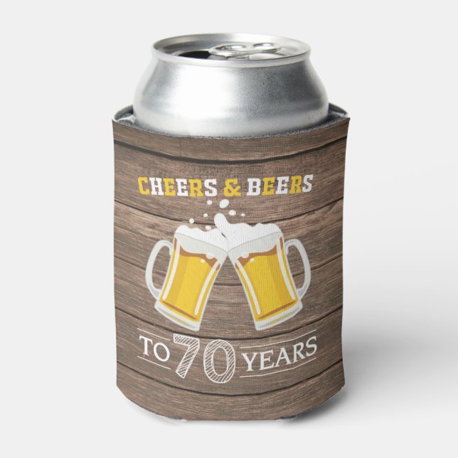 Rustic Cheers and Beers to 70 Years Can Cooler (Can Front)