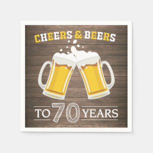Rustic Cheers and Beers to 70 Years Napkins