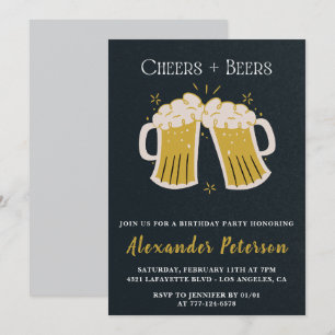 Rustic Cheers Beers Chalkboard Men 87th birthday Invitation