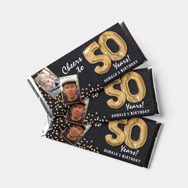 Rustic Cheers to the Years 50th Birthday Photo Hershey Bar Favors (Front)