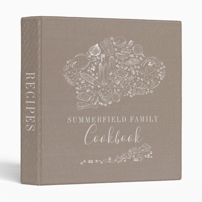 Rustic Chef Hat Monogram Family Kitchen Recipe  3 Ring Binder (Front/Spine)