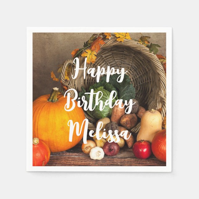 Rustic Chef's Table Bountiful Harvest Birthday Napkins (Front)