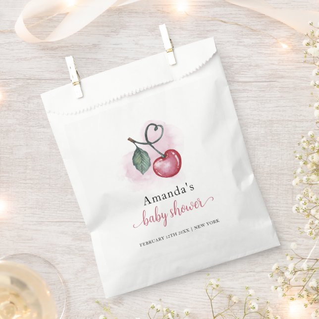 Rustic Cherry Berry Sweetheat Baby Shower  Favor Bag (Clipped)