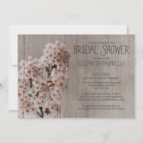 Rustic Cherry Blossom Bridal Shower Invitations