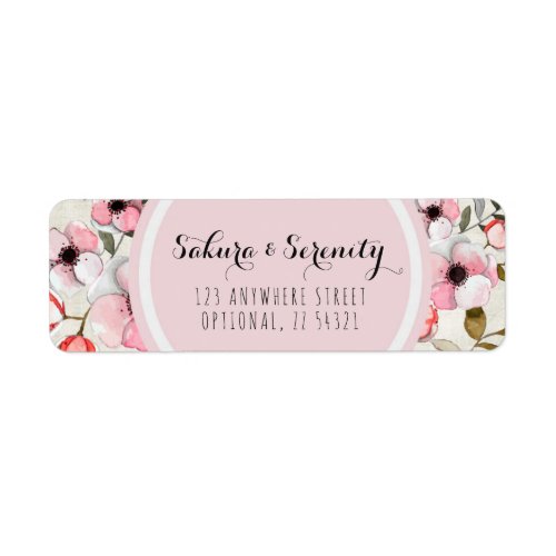 Rustic Cherry Blossom Sakura Return Address Label